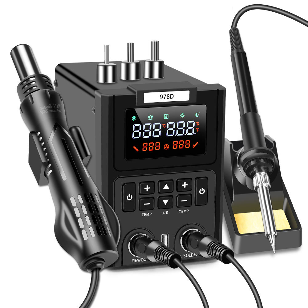 Smd Rework Station Hot Air Soldering 2 In 1 - Dual LED Digital Displayings Hot Air