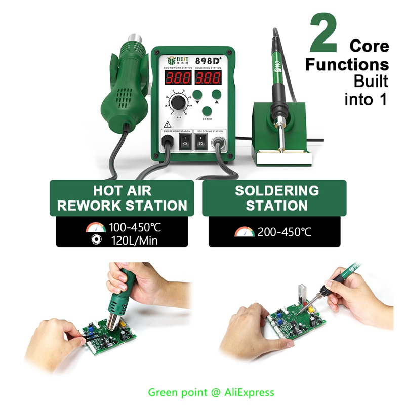 BST-898D+ LED Display 2 in 1 I - Smd Rework Station Hot Air Soldering 2 In 1 review and price
